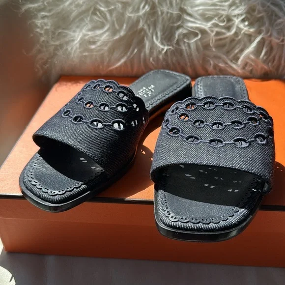 Hermès Sandales Gaelle – Size 37, Toile De Coton - EUC - Picture 4 of 14